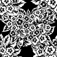 seamless monochrome pattern of flowers for greeting cards, background, price tags