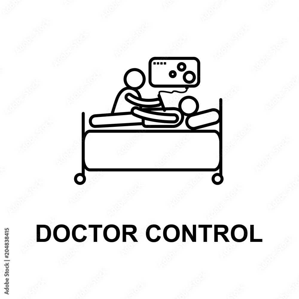 Poster doctor control icon. element of treatment with name for mobile concept and web apps. thin line docto