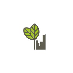 Building City Tower Tree Ecology Creative Design Template Logo, Illustration Green building with nature leaf sign logo design concept, Eco city abstract concept