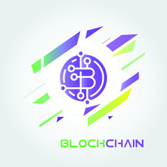 Blockchain vector illustration. Bitcoin and Ethereum trading concept.