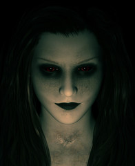 Ghost woman in haunted house,3d illustration