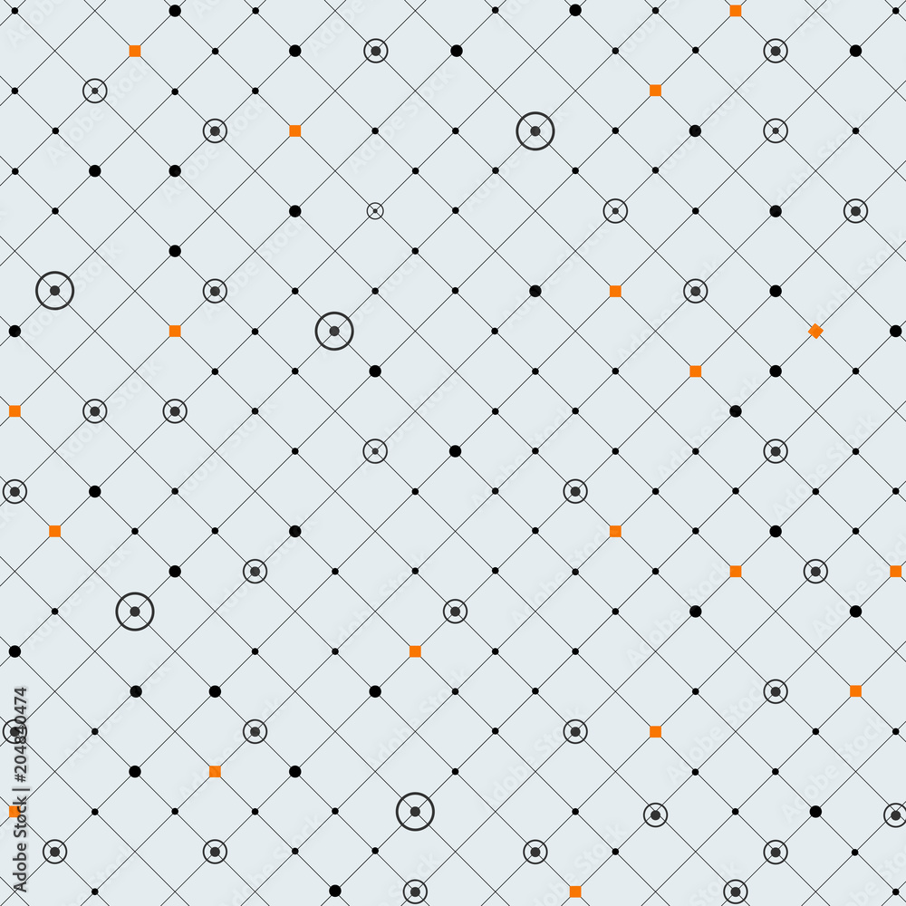 Poster abstraction of digital dot in circle and orange pattern background. illustration vector eps10