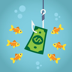 Bill dollar on fishing hook