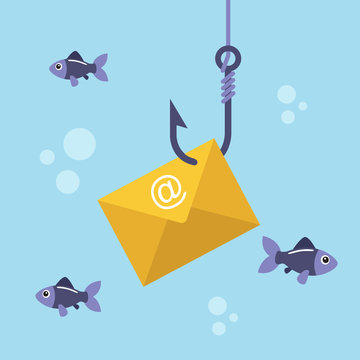Email envelope on fishing hook