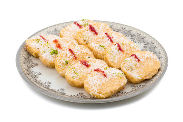 Indian Sweet Food Chena Toast isolated on white background