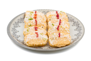 Indian Sweet Food Chena Toast isolated on white background