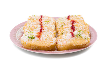 Indian Sweet Food Chena Toast isolated on white background
