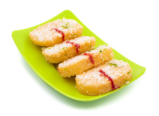 Indian Sweet Food Chena Toast isolated on white background