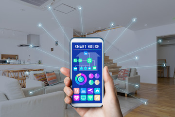 User interface of smart home concept. Energy management system. Home network.