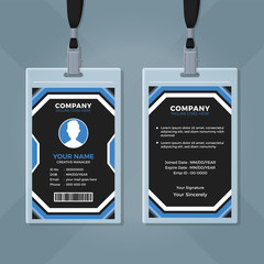 Modern Blue and Black ID Card Template