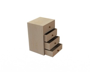 The painting 3 dimensions of wooden cabinets for storage device on a white background