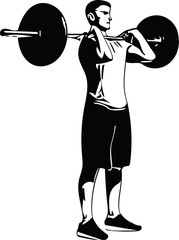 weightlift workout at the gym with barbell