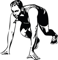 man ready to run on the track