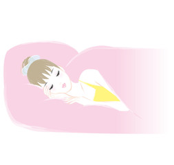 ベッドで眠る女性