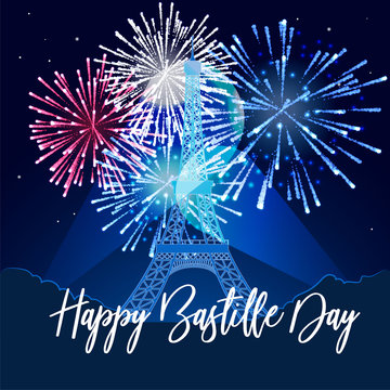  illustration,card,banner or poster for the French National Day.Happy Bastille Day.