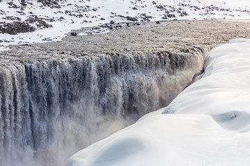 Dettifoss waterfall in winter season Iceland