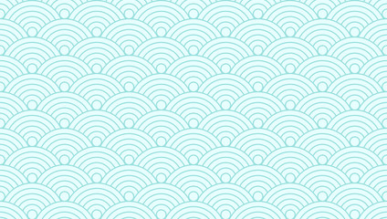 Pattern seamless circle abstract wave background green aqua color and line. Japanese circle pattern vector.