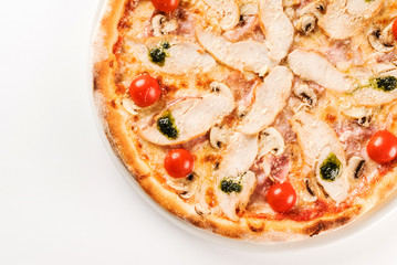 tasty pizza with chicken