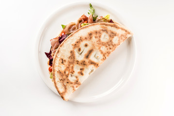 sandwich pizza on white