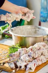raw kebab with sauce