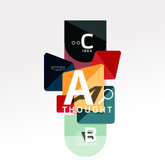 Geometric infographic banner, paper info diagram created with color shapes