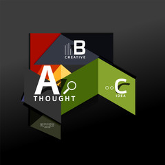 Geometric infographic banner, paper info diagram created with color shapes