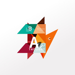 Geometric infographic banner, paper info diagram created with color shapes