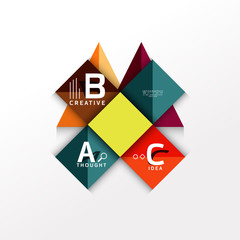 Geometric infographic banner, paper info diagram created with color shapes