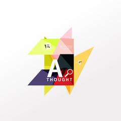 Geometric infographic banner, paper info diagram created with color shapes