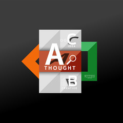 Geometric infographic banner, paper info diagram created with color shapes