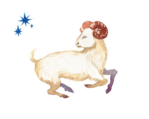 十二星座 牡羊座　水彩 イラスト