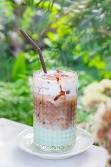 glass of iced mocha mint
