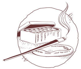 Cigarette in ashtray. Stock illustration.