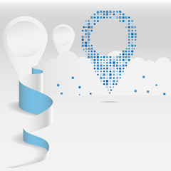 Sheet paper art of Map pointer, The Need of Technology in the Digital Age. Vector illustration design.