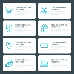 Flat shopping, beauty and cosmetics infographic timeline template for presentations, advertising, annual reports