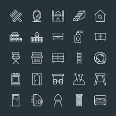 Modern Simple Set of buildings, furniture, housekeeping Vector outline Icons. Contains such Icons as  religion, frame,  building,  oval, up and more on dark background. Fully Editable. Pixel Perfect.