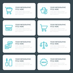 Flat shopping, beauty and cosmetics infographic timeline template for presentations, advertising, annual reports