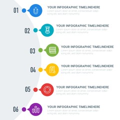 Flat charts, bookmarks, education infographic timeline template with 7 options for presentations, advertising, annual reports