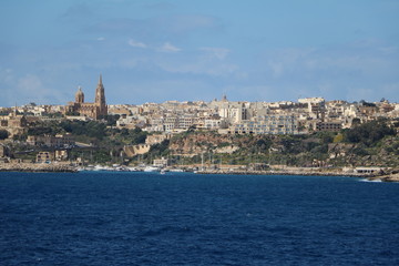 Fototapeta na wymiar View to Mgarr port at Gozo Island Malta at Mediterranean Sea