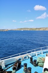 Ferry is going to Comino and Gozo island of Malta at Mediterranean Sea 