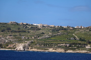 Fototapeta na wymiar View to Gozo island of Malta, Mediterranean Sea 