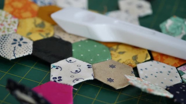 hexagon pieces textile fabric prepare for handmade patchwork