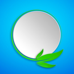 Paper banner with leaves. Vector illustration.