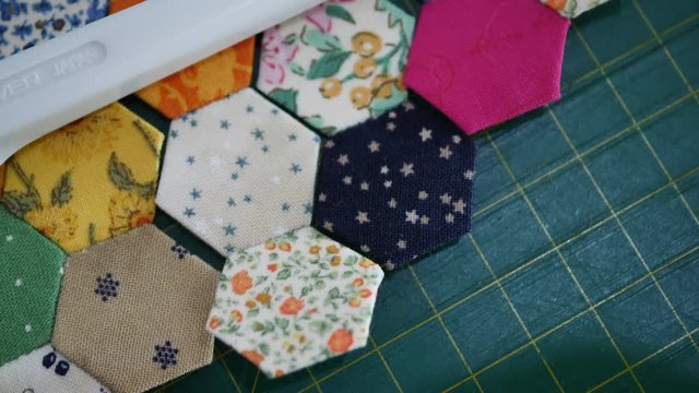 hexagon pieces textile fabric prepare for handmade patchwork