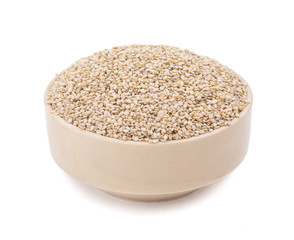 Natural Sesame Seeds in Bowl Also Know as Til in India isolated on White Background