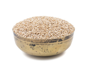 Natural Sesame Seeds in Bowl Also Know as Til in India isolated on White Background