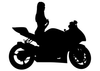 Motorcycl and beauty women on white background