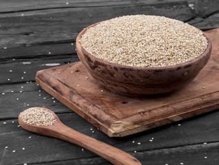 Natural Sesame Seeds Also Know as Til in India on Wooden Table