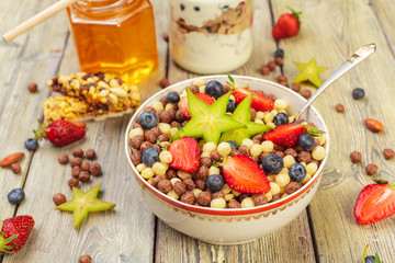 Healthy breakfast, close up