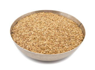 Split Roasted Coriander Seeds also know as Dhana Dal or Sukh Mukh isolated on White Background